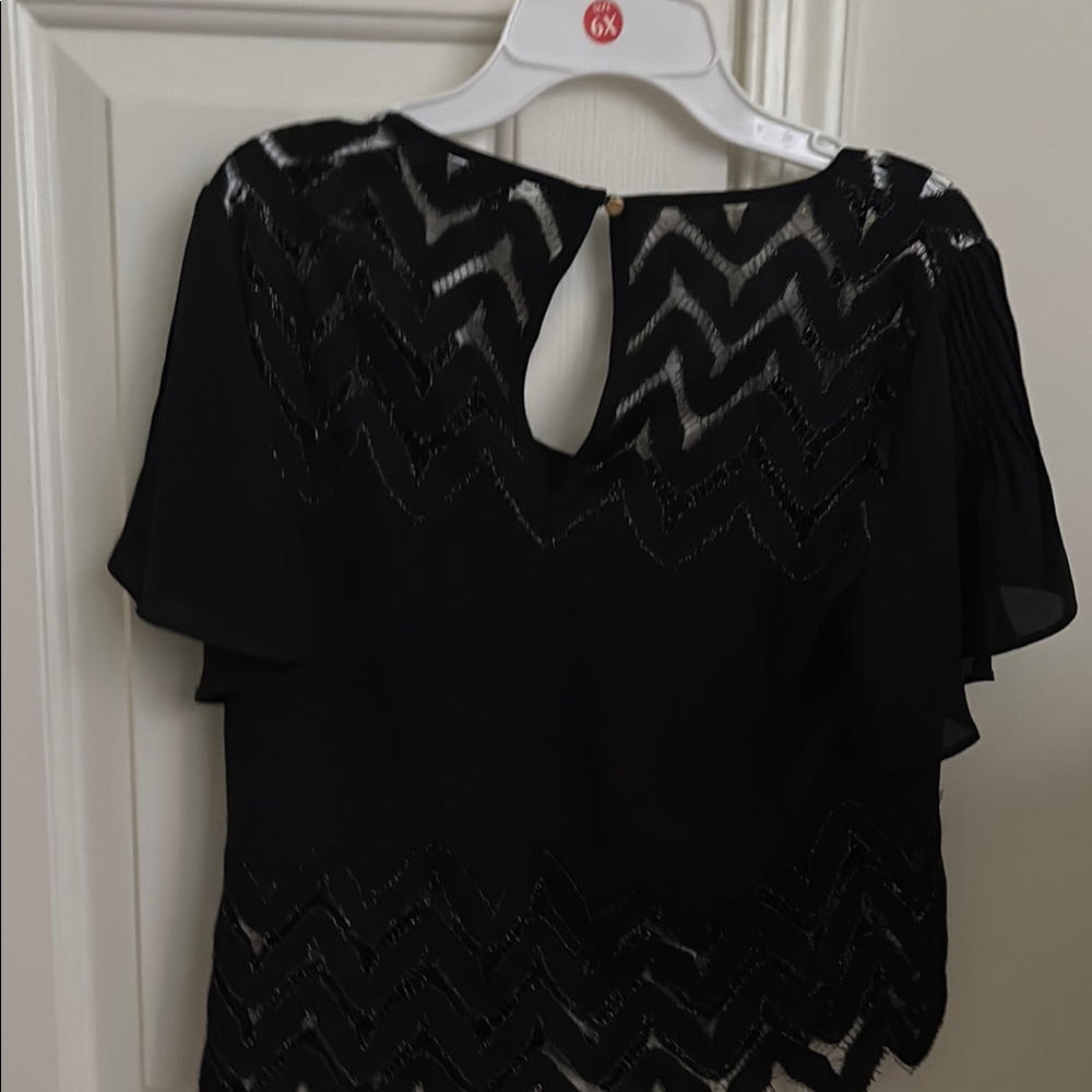 Bebe Black Blouse With Chevron Pattern - image 2